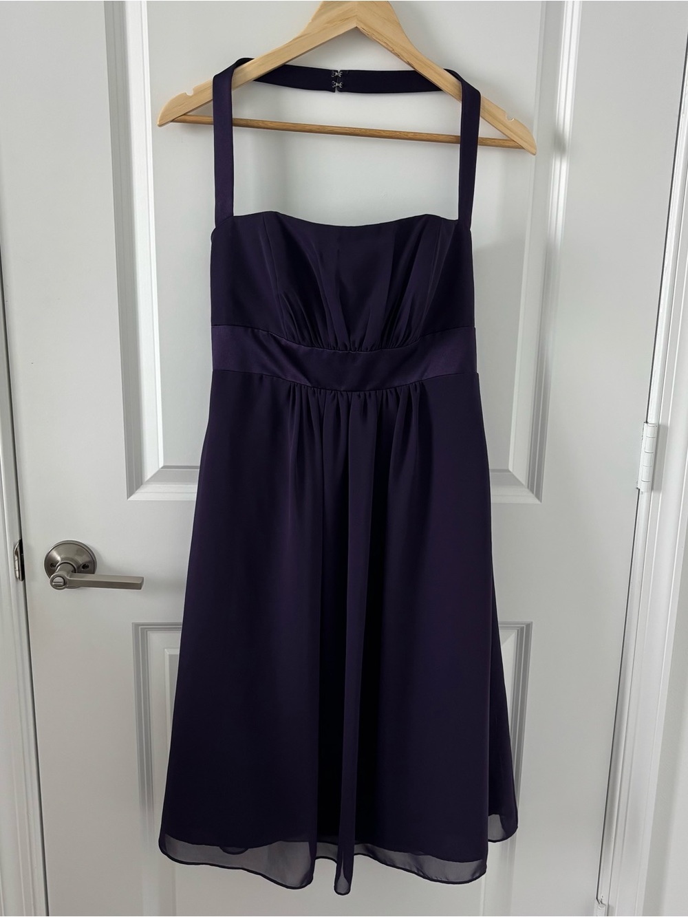 Alfred Angelo Formal Eggplant Purple Chiffon Halter Dress Size 10